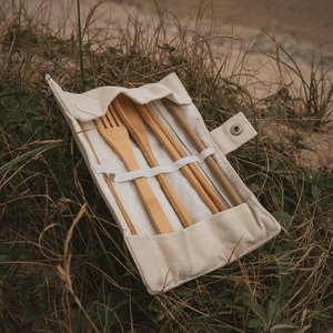 pandoo Besteck Set Bambus Picknick und Reise Besteck-Set