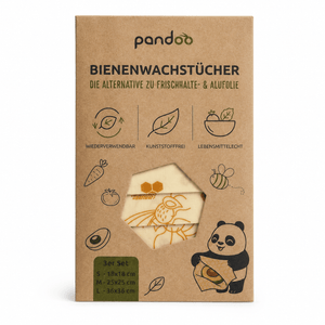 pandoo Bienenwachstuch Bienenwachstücher Starter Set (3 Größen) - Ersetzt Plastikfolie