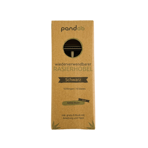 pandoo Rasierhobel Schwarz Rasierhobel aus Metall | inkl. 10 Klingen und E-Book | 2 Farben