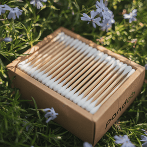 pandoo Wattestäbchen Plastikfreie Wattestäbchen aus Bambus und Bio-Baumwolle