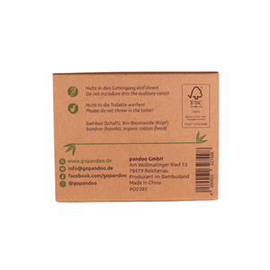 pandoo Wattestäbchen Plastikfreie Wattestäbchen aus Bambus und Bio-Baumwolle