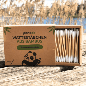 pandoo Wattestäbchen Plastikfreie Wattestäbchen aus Bambus und Bio-Baumwolle