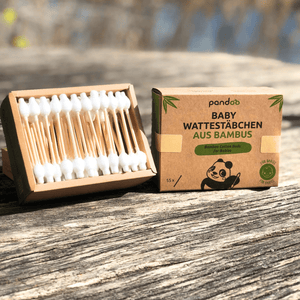 pandoo Wattestäbchen Plastikfreie Wattestäbchen aus Bambus und Bio-Baumwolle