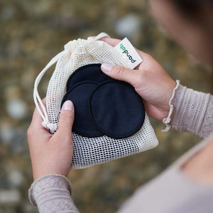 pandoo 10 wiederverwendbare Abschminkpads | Schwarz | 100% Bio-Baumwolle