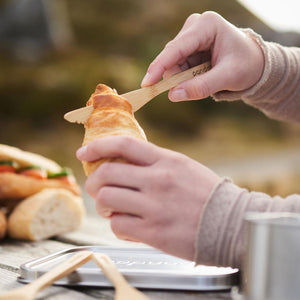 pandoo Besteck Besteck aus 100% natürlichem Bambus | 5er Set | Löffel, Messer oder Gabeln