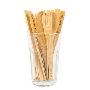 pandoo Besteck Besteck aus 100% natürlichem Bambus | 5er Set | Löffel, Messer oder Gabeln