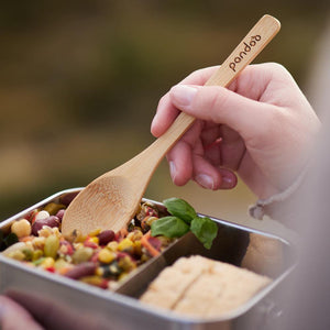 pandoo Besteck Besteck aus 100% natürlichem Bambus | 5er Set | Löffel, Messer oder Gabeln
