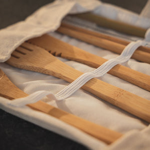 pandoo Besteck Set Bambus Picknick und Reise Besteck-Set