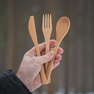 pandoo Besteck Set Bambus Picknick und Reise Besteck-Set