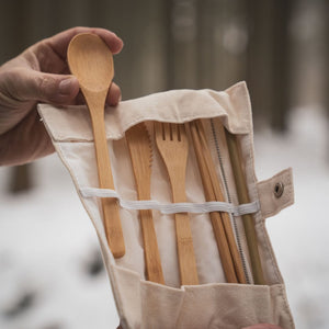 pandoo Besteck Set Bambus Picknick und Reise Besteck-Set