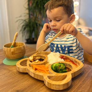 pandoo Kindergeschirr Kindergeschirr Set aus Bambus