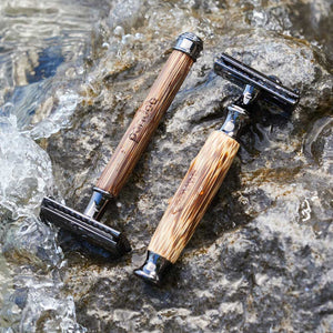 pandoo Rasierhobel Rasierhobel aus Bambus | inkl. 10 Klingen und E-Book | dünner oder breiter Griff