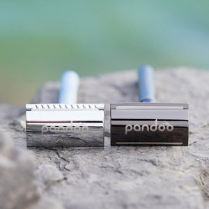 pandoo Rasierhobel Rasierhobel aus Metall | inkl. 10 Klingen und E-Book | Schwarz, Silver oder Rosé Gold