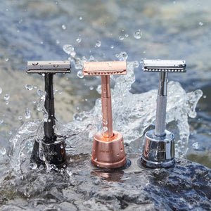 pandoo Rasierhobel Rasierhobel aus Metall | inkl. 10 Klingen und E-Book | Schwarz, Silver oder Rosé Gold