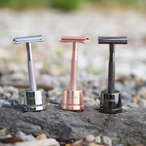 pandoo Rasierhobel Rasierhobel aus Metall | inkl. 10 Klingen und E-Book | Schwarz, Silver oder Rosé Gold