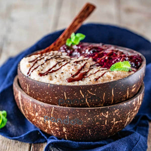 pandoo Schüsseln Kokosnuss-Set | 2 Schüsseln und 2 Löffel