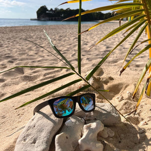 pandoo Sonnenbrille Bambus Sonnenbrille Unisex | polarisiert | UV400 | Blau | Türkis | Orange