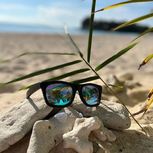 pandoo Sonnenbrille Bambus Sonnenbrille Unisex | polarisiert | UV400 | Blau | Türkis | Orange