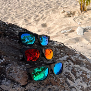 pandoo Sonnenbrille Bambus Sonnenbrille Unisex | polarisiert | UV400 | Blau | Türkis | Orange