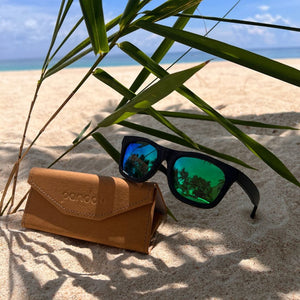 pandoo Sonnenbrille Bambus Sonnenbrille Unisex | polarisiert | UV400 | Blau | Türkis | Orange