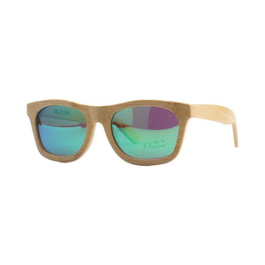 pandoo Sonnenbrille Heller Rahmen / Türkis-polarisiert Bambus Sonnenbrille Unisex | polarisiert | UV400 | Blau | Türkis | Orange