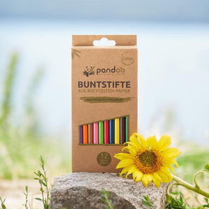 pandoo Stifte 12 Buntstifte aus recyceltem Zeitungspapier