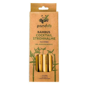 pandoo Strohhalm 14 cm Plastikfreie Strohhalme aus Bambus - 100% Naturprodukt | Normale- und Cocktail-Größe