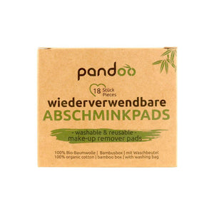 pandoo Wattepads 18 wiederverwendbare Abschminkpads | inkl Aufbewahrungsbox aus Bambus | 100% Bio Baumwolle