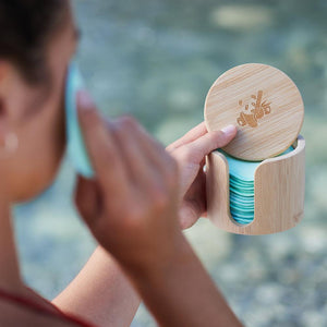 pandoo Wattepads 18 wiederverwendbare Abschminkpads | inkl Aufbewahrungsbox aus Bambus | 100% Bio Baumwolle