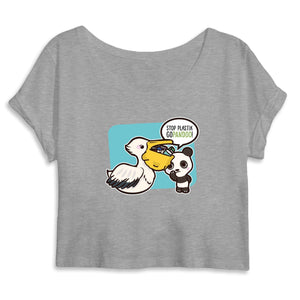 T-Pop Mantis - Crop top - DTG S / Grey Crop Top aus Bio-Baumwolle | Pelikan