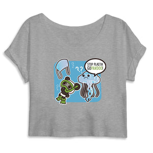 T-Pop Mantis - Crop top - DTG S / Grey Crop Top aus Bio-Baumwolle | Qualle