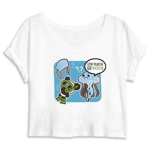 T-Pop Mantis - Crop top - DTG S / White Crop Top aus Bio-Baumwolle | Qualle