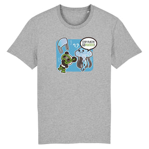 T-Pop Stanley/Stella Rocker - DTG XS / Grey T-Shirt Stop Plastik aus Bio-Baumwolle | Unisex | Qualle