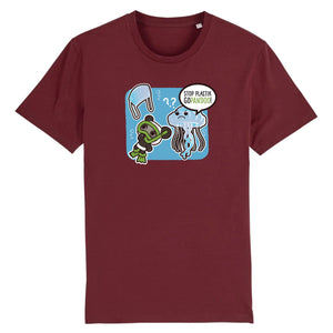 T-Pop Stanley/Stella Rocker - DTG XS / Maroon T-Shirt Stop Plastik aus Bio-Baumwolle | Unisex | Qualle