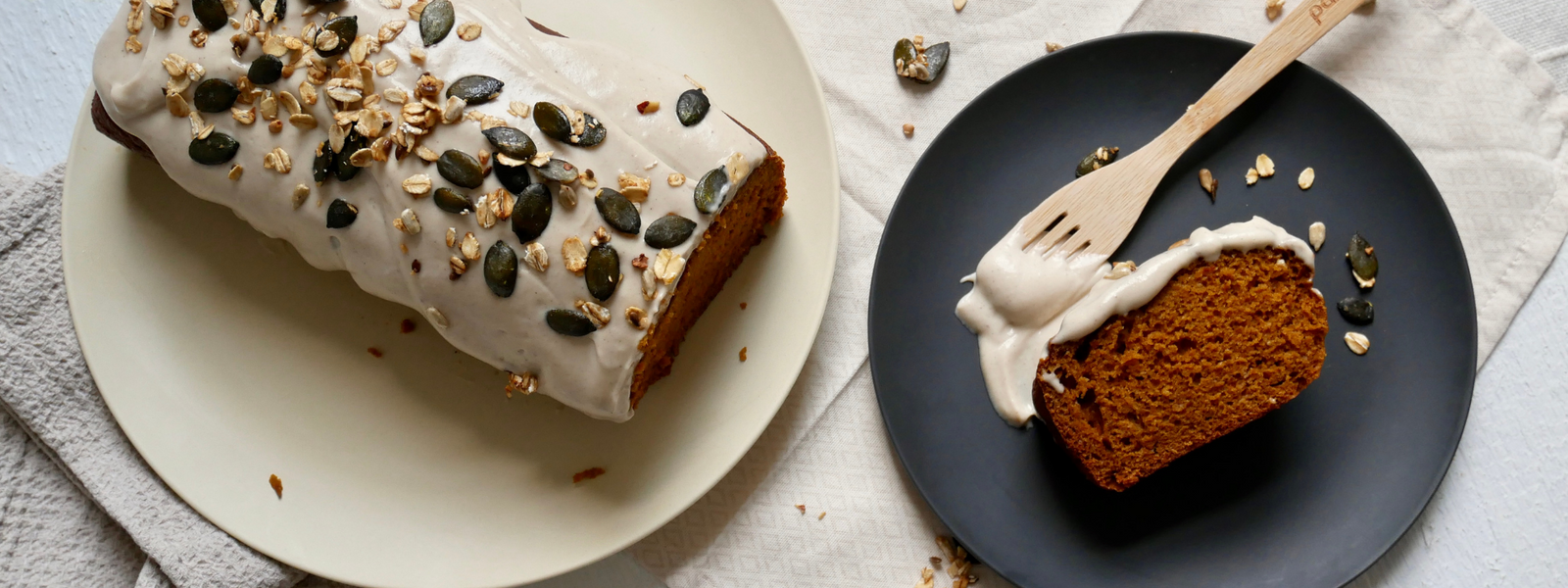 Süßes Kürbisbrot Rezept mit Cashew-Vanille-Creme