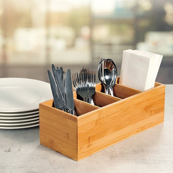 KESPER Bambus Serviettenspender 4-fach - Besteckhalter Für Grill & Terrasse