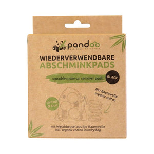 pandoo Abschminkpads 10 wiederverwendbare Abschminkpads | Schwarz | 100% Bio-Baumwolle