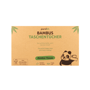 pandoo Hygienepapier 1 Packung | 100 Stück Bambus Taschentücher 3-lagig | 100% Bambus | Plastikfreie Verpackung