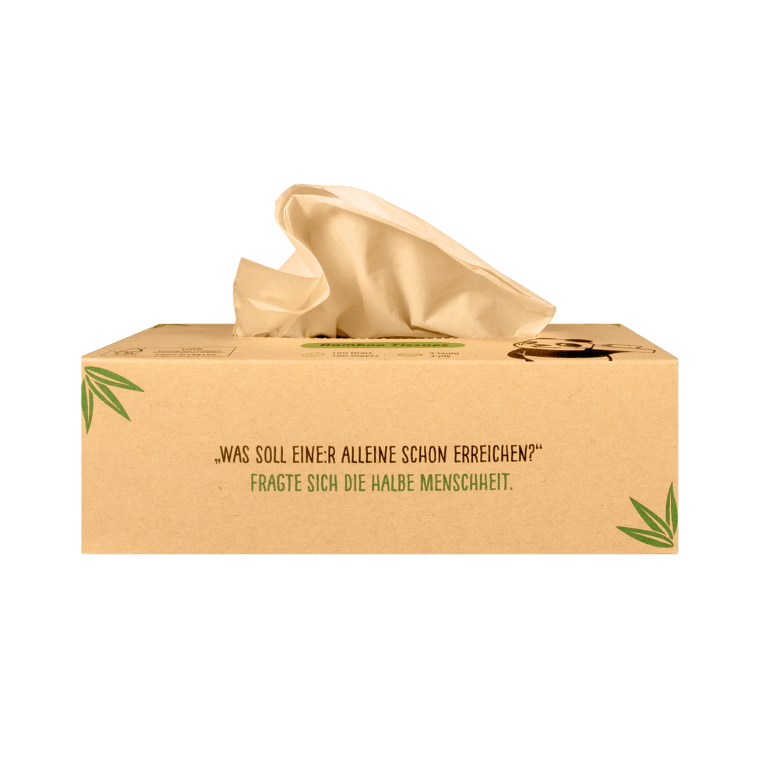 pandoo Hygienepapier Bambus Taschentücher 3-lagig | 100% Bambus | Plastikfreie Verpackung