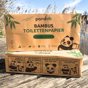pandoo Hygienepapier Bambus Toilettenpapier 3-lagig | 100% Bambus | Plastikfreie Verpackung