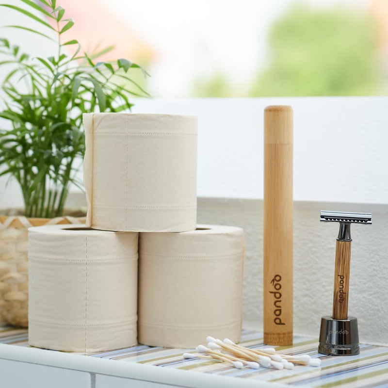 pandoo Hygienepapier Bambus Toilettenpapier 3-lagig | 100% Bambus | Plastikfreie Verpackung (Aktuell nur im ABO)