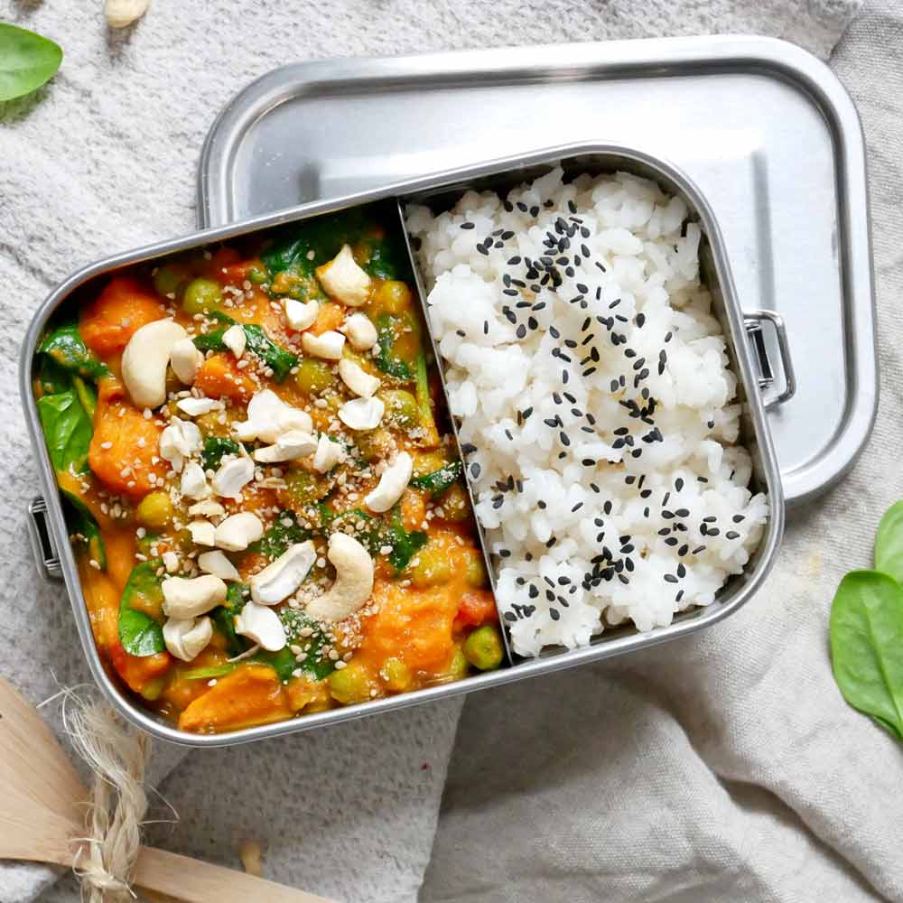 Lunchbox aus Edelstahl mit Trennsteg