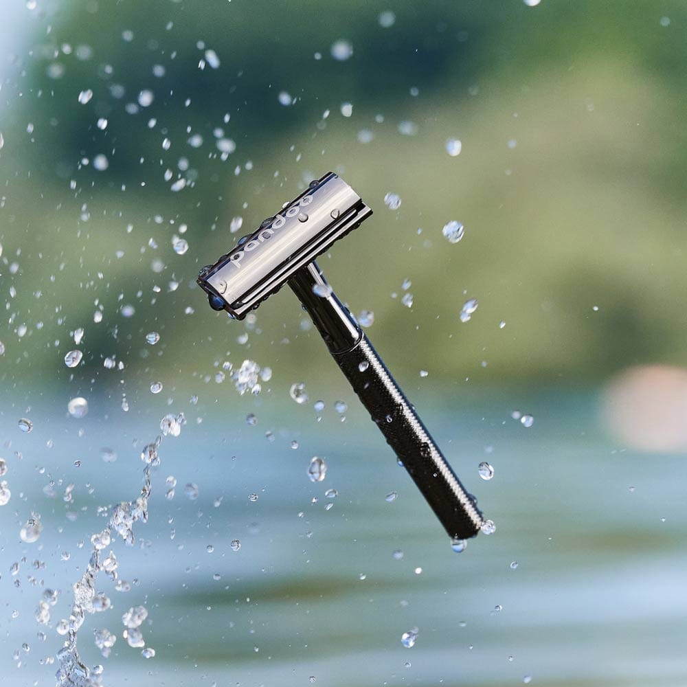 pandoo Rasierhobel Rasierhobel aus Metall | inkl. 10 Klingen und E-Book | 2 Farben