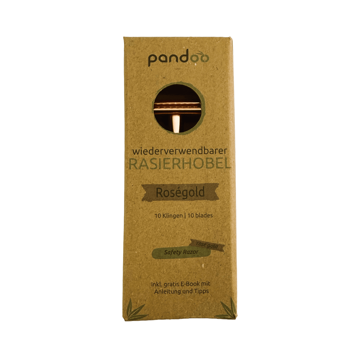 pandoo Rasierhobel Rosegold Rasierhobel aus Metall | inkl. 10 Klingen und E-Book | 2 Farben