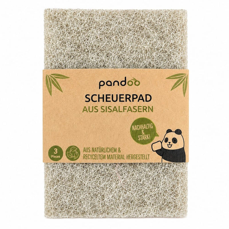 pandoo Scheuerpad Robustes Scheuerpad – kraftvoll & plastikfrei (3er Set)