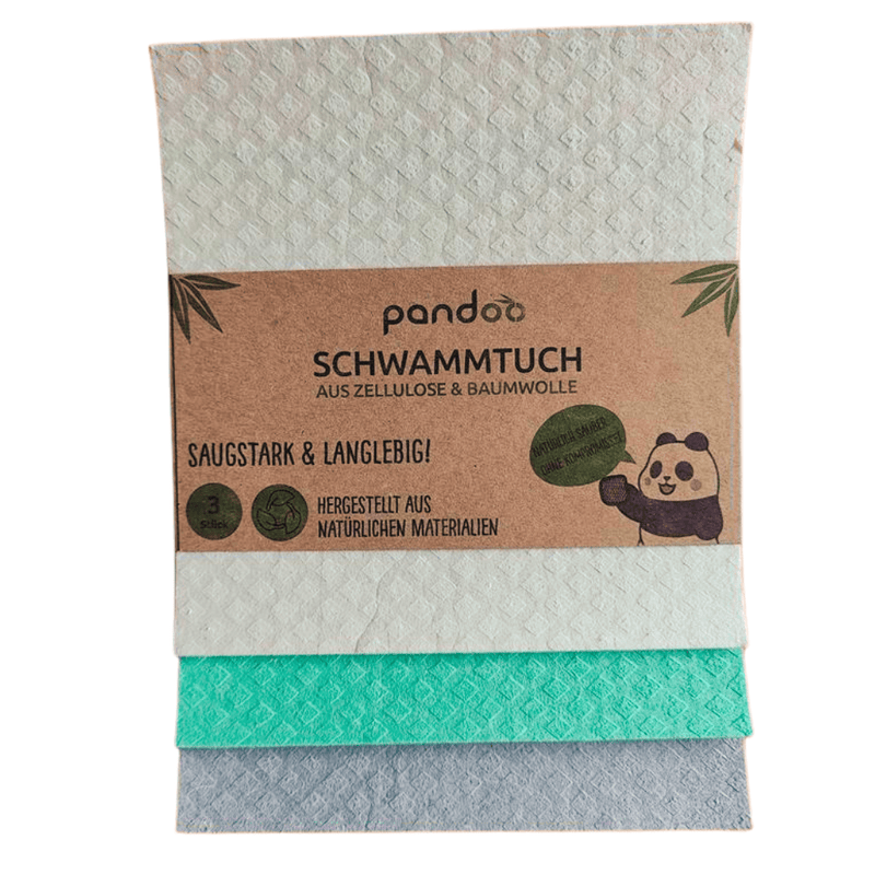 pandoo Schwammtuvh Nachhaltige Schwammtücher 3er-Set – waschbar, saugstark & plastikfrei