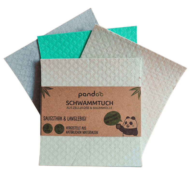 pandoo Schwammtuvh Nachhaltige Schwammtücher 3er-Set – waschbar, saugstark & plastikfrei