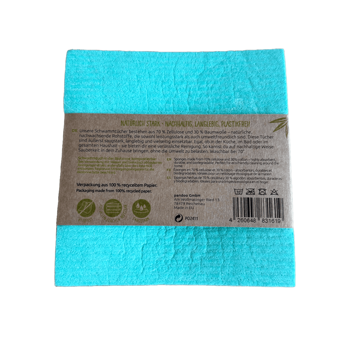 pandoo Schwammtuvh Nachhaltige Schwammtücher 3er-Set – waschbar, saugstark & plastikfrei