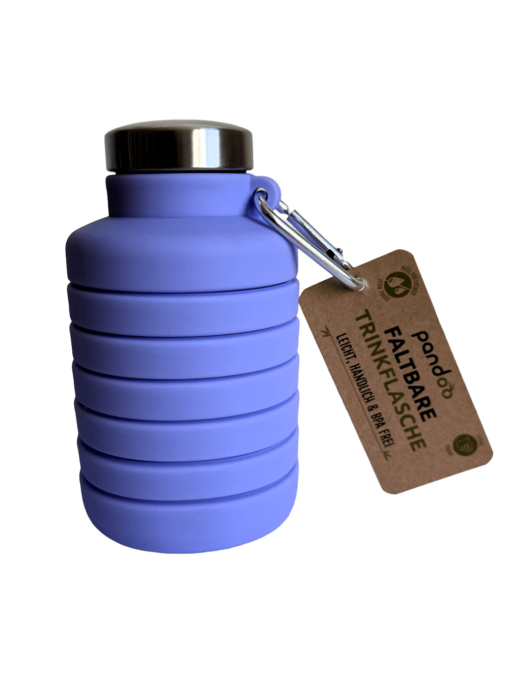pandoo Trinkflasche Violett Faltbare Silikon-Trinkflasche 700ml – BPA-frei & auslaufsicher