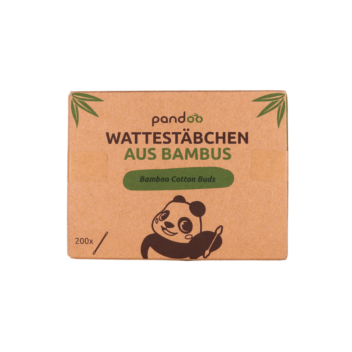 pandoo Wattestäbchen 200 Stück Plastikfreie Wattestäbchen aus Bambus und Bio-Baumwolle